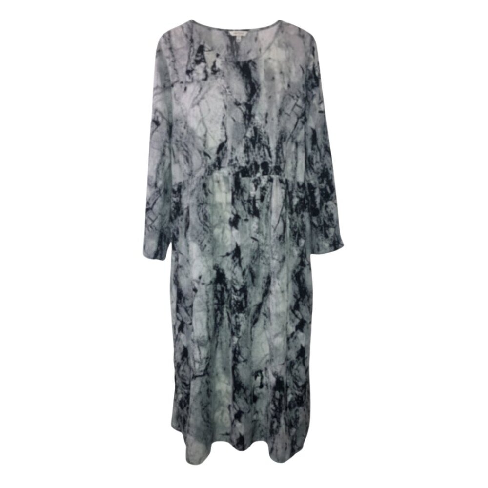 Plus Size 2X Marble Print Maxi Dress NWOT Long Sleeve Cotton Rayon Flowy - Picture 2 of 7